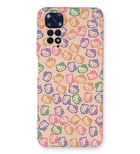 Xiaomi Redmi Note 11 Uyumlu Lansman Kılıf Hello Kitty Tasarımlı İçi Kadife Kapak-Pudra (Şeffaf)
