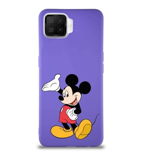 Oppo A73 Soft Premier Kapak Mickey Mouse-C Tasarımlı Silikon Kılıf - Mor (Şeffaf)