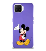 Oppo A73 Soft Premier Kapak Mickey Mouse-C Tasarımlı Silikon Kılıf - Mor (Şeffaf)