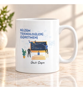 Bilişim Teknolojileri Öğretmenine İsme Özel Kupa Bardak