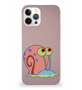 Apple iPhone 12 Pro Max Soft Premier Kapak Salyangoz Gary Tasarımlı Silikon Kılıf - Pudra (Şeffaf)
