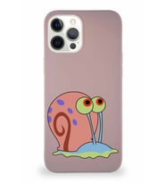 Apple iPhone 12 Pro Max Soft Premier Kapak Salyangoz Gary Tasarımlı Silikon Kılıf - Pudra (Şeffaf)