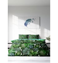 Çift Kişilik ( Lastikli Çarşaflı ) %100 Pamuk Saten Nevresim Takımı Green Forest