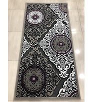 Kaşmir Halı Jade 97X200 Z009-02 Gri Mor Yolluk 2 Metre !