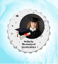 Kişiye Özel Mezuniyet Resimli İsimli Yıldız Kapak Magnet Açacak