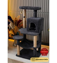 Çok Katlı Yıkanabilir Kedi Tırmalama Ve Oyun Evi- Dubai Gri (Antrasit)