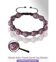 Sertifikalı Gerçek Fasetli Çeroit Taşı Bileklik - Ayarlamalı (Çok Renkli)
