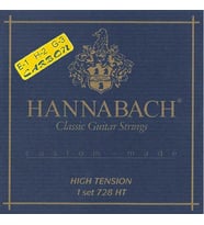 Hannabach 728HTC Custom Made Klasik Gitar Teli Seti (Profesyonel - El Yapımı Seri)  High Tension (Sert), Gümüş Kaplama Baslar, Üstün Performanslı Naylon Tizler  Ölçüler: 4/4 Standart Klasik Gitar Uyumlu