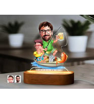 BK Gift Kişiye Özel Baba-Oğul Karikatürlü Dekoratif 3D Biblo LED Işıklı Gece Lambası-10, Babaya Hediye, Babalar Günü Hediyeleri