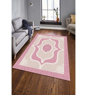 Dijital Baskılı Kaymaz Taban Yıkanabilir Klasik Şık Salon Halısı Mutfak Halısı Yolluk ND-HK-151 (Pembe)