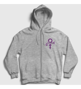 Presmono Unisex Gri Logo Prince Fermuarlı Kapüşonlu Sweatshirt 406509tt (Gri)