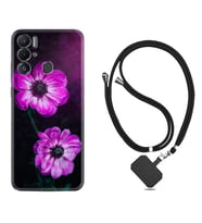 Tecno Pova Neo Kılıf Resimli Boyun Askılı İpli Desenli Silikon Series Çiçekler 1869