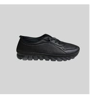 BEREN FOOTWEAR 701-4 KADIN HAKİKİ DERİ LAZER BASKILI LASTİK BAĞCIKLI GÜNLÜK AYAKKABI SİYAH