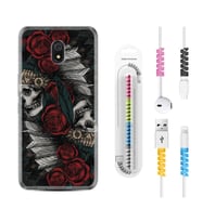 Xiaomi Redmi 8A 8 Pro 9C 9T 10C 11T Pro Kılıf Kablo Koruma Spiral Silikon Skull Rose 1673