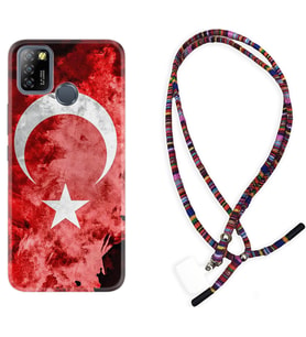 INFINIX Smart 4 5 6 Zero 8 S5 Pro Kılıf Boyun Asklı Rasta Silikon Şanlı Türk Bayrağı 1315