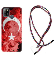 INFINIX Smart 4 5 6 Zero 8 S5 Pro Kılıf Boyun Asklı Rasta Silikon Şanlı Türk Bayrağı 1315