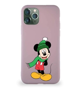 Apple iPhone 11 Pro Soft Premier Kapak Mickey Mouse-G Tasarımlı Silikon Kılıf - Pudra (Şeffaf)