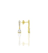 Gümüş altın yaldızlı sıra taşlı sallantılı damla küpe SGTL12773GOLD