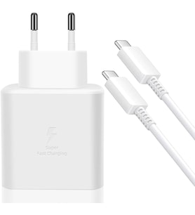 Samsung 25 Watt Hızlı Şarj Seti, Type-C Adaptör ve Type C Şarj Kablosu, Type-C to Type-C Kablo, iPhone ve Samsung Uyumlu( TÜRKİYE GARANTİLİ)