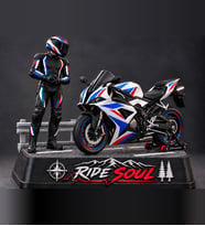 Ride Soul Erkek Motosikletçi Figürü Beyaz Mavi Kırmızı Diorama 3D Baskı Motor Hediyesi