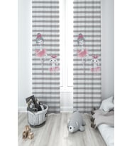 MEKTA HOME BEBEK VE ÇOCUK ODASI Tavşanlı Balerin Kız Desenli 2 Kanat Fon Perde
