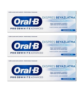 Oral-B Pro 3D White Advanced Ekspres Beyazlatma Ferah Parlaklık Diş Macunu 75 ml 3lü Paket