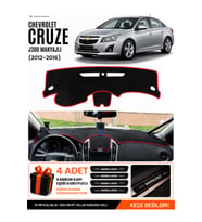 CHEVROLET CRUZE J300 MAKYAJLI (2012-2016) Uyumlu Torpido Örtüsü Torpido Kılıfı - Siyah Kırmızı