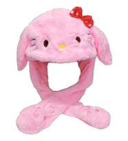 Sanrio Kuromi Hello Kitty Şapka Kulakları Hareket Eden Şapka Işıklı Modlu Peluş Bere Şapka