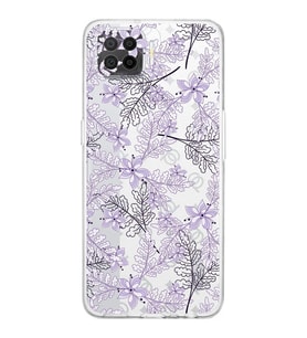 PrintiFy Oppo A73 Uyumlu Kamera Korumalı Floral Lila Tasarımlı Şeffaf Silikon Kılıf