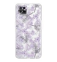 PrintiFy Oppo A73 Uyumlu Kamera Korumalı Floral Lila Tasarımlı Şeffaf Silikon Kılıf