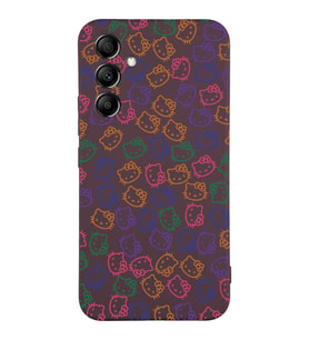 Samsung Galaxy A34 Uyumlu Lansman Kılıf Hello Kitty Tasarımlı İçi Kadife Kapak-Mürdüm (Şeffaf)