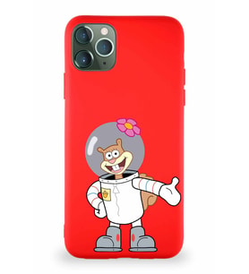 Apple iPhone 11 Pro Max Soft Premier Kapak Sandy Tasarımlı Silikon Kılıf - Kırmızı (Şeffaf)