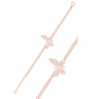 925 Ayar Gümüş Rose Zirkon Taşlı Kelebek Bileklik ST229