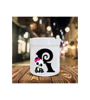 Beyaz Panda Desenli R Harfi Baskılı Seramik Şık Küllük