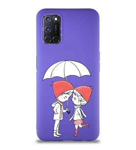 Oppo A72 Soft Premier Kapak Aşk Tasarımlı Silikon Kılıf - Mor (Şeffaf)