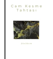 Cam Kesme Tahtası* Mutfak Tahtası Kare 25x35cm Mermer Siyah Altın Görünümlü