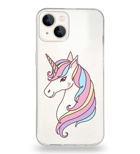Apple iPhone 13 Mini Uyumlu Kapak Unicorn Tasarımlı Şeffaf Silikon Kılıf