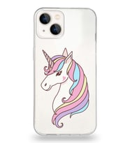 Apple iPhone 13 Mini Uyumlu Kapak Unicorn Tasarımlı Şeffaf Silikon Kılıf