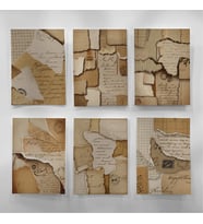 A6 (10,5x14,8 cm) 6'lı Yazılı Yırtık Kağıt Kolaj Scrapbook Kağıdı Seti Junk Journal Defter Süsleme