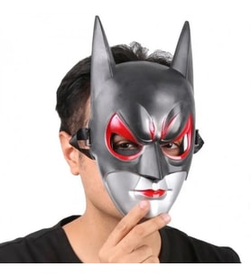 Mey İthalat® Kırmızı Gözlü Siyah Batman Maske - Lastikli Batgirl Maskesi 28x17 cm