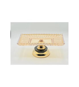 METAL AYAKLI GOLD KRİSTAL CAM SUNUMLUK TABAK