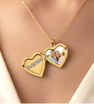 Kişiye Özel Tarihli ve Fotoğraflı Kalp Kolye  Altın Kaplama Açılabilir Kapaklı Kalpli Kolye (Gold)