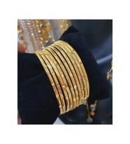 Altın Renk 3 Adet  22 Ayar Kaplama Baklava Desenli Ajda Bilezik 22 Cm. - 3286-3