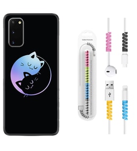 Samsung A02S A03S A10 A12 A13 A21S A22 Kılıf Kablo Koruma Spiral Silikon Love Cats 1604
