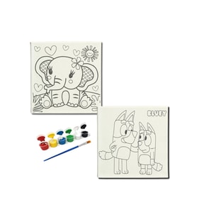 Okul Etkinliği-2'li Tuval Boyama Seti. 20x20 Cm Uv Baskı 6 Akrilik Boya 1 Fırça-model-226