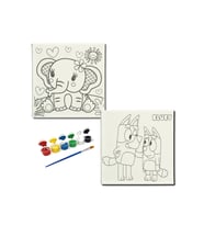 Okul Etkinliği-2'li Tuval Boyama Seti. 20x20 Cm Uv Baskı 6 Akrilik Boya 1 Fırça-model-226