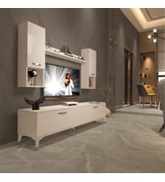 Decoraktiv Eko 5DA Slm Std Silver Tv Ünitesi Tv Sehpası - Parlak Beyaz (Beyaz)