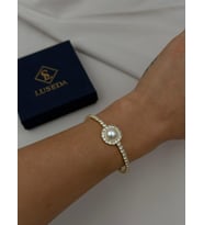 VIP Büyük İnci Detaylı Taşlı Bileklik