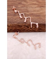 Rose Gümüş Taşlı Zigzag Tasarımlı Küpe 2156