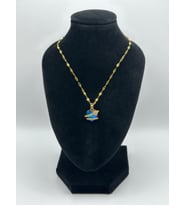 Arnes Jewelry Çelik Zirkon Taşlı Kalpli Kolye (Gold)